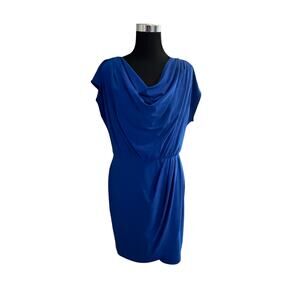 NWT City Studios Juniors' Drape-Neck Faux Wrap Short-Sleeve Cobalt Blue Dress XL